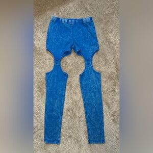 Mineral Wash Cutout Leggings Blue Size Sm